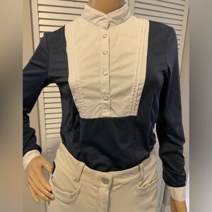 Harcour Equestrian Show Shirt – Navy & White – Magnetic Collar – S